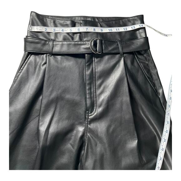 Open Edit Black Faux Leather Pants Size M Soft Lined Trousers with Belt Street - Picture 7 of 12